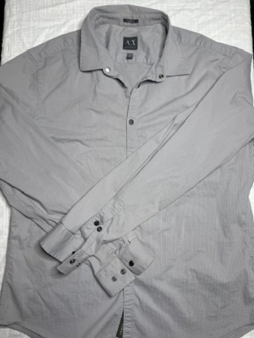 Armani Exchange Mens Button Down Shirt, Grey, XL